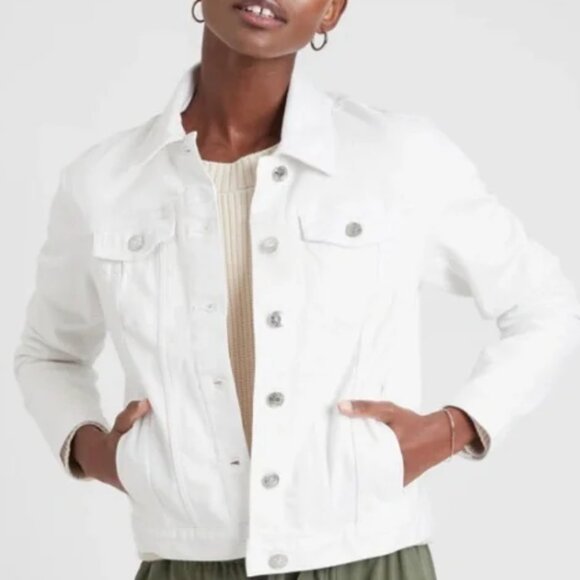 BANANA REPUBLIC White Denim Jacket MP - Picture 2 of 10